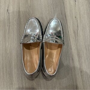 J. Crew Metallic Silver Loafers